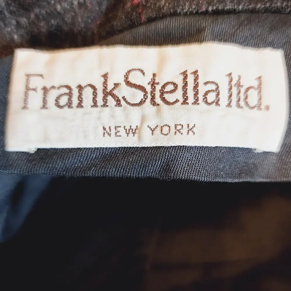 Frank Stella Mens Pure Wool Gray Cuff Hem Straight Leg Striped Plaid Pants 30